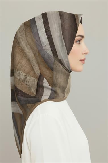KARACA SOYUT DESEN RAYON EŞARP -  AÇIK KAHVE 