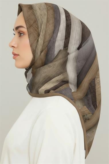 KARACA SOYUT DESEN RAYON EŞARP -  AÇIK KAHVE 