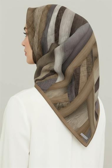 KARACA SOYUT DESEN RAYON EŞARP -  AÇIK KAHVE 