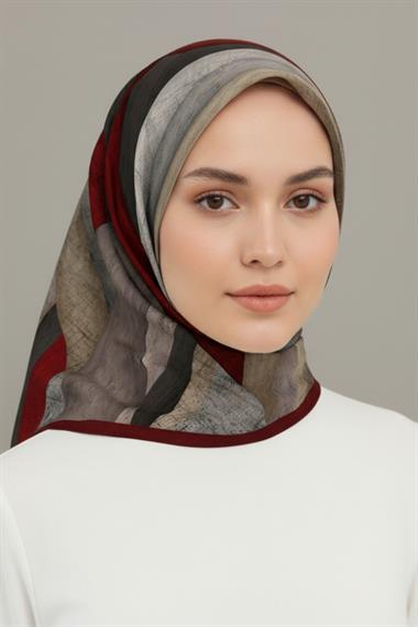 KARACA SOYUT DESEN RAYON EŞARP -  BORDO 