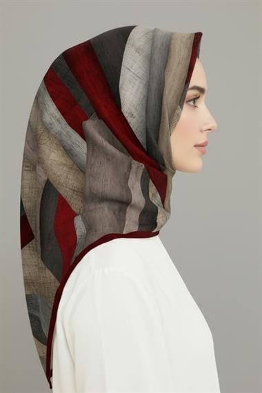 KARACA SOYUT DESEN RAYON EŞARP -  BORDO 
