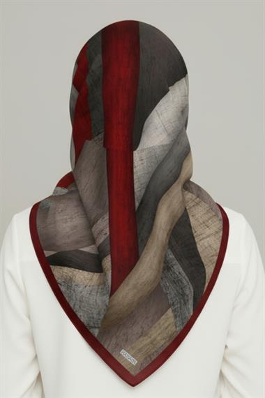KARACA SOYUT DESEN RAYON EŞARP -  BORDO 