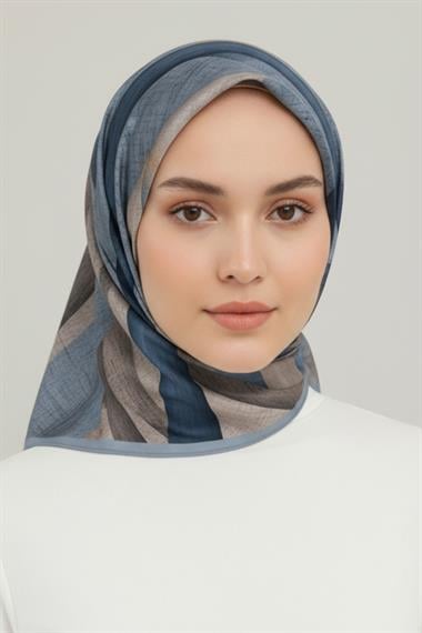KARACA SOYUT DESEN RAYON EŞARP - İNDİGO