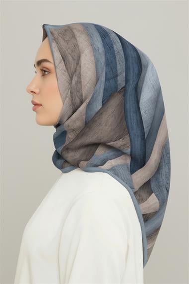 KARACA SOYUT DESEN RAYON EŞARP - İNDİGO