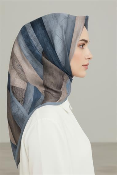 KARACA SOYUT DESEN RAYON EŞARP - İNDİGO
