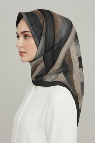 KARACA SOYUT DESEN RAYON EŞARP -  SİYAH 