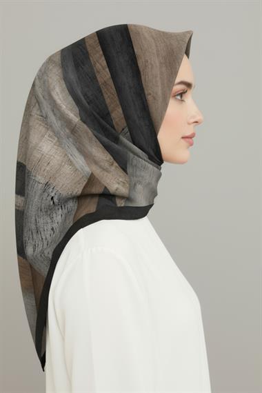 KARACA SOYUT DESEN RAYON EŞARP -  SİYAH 