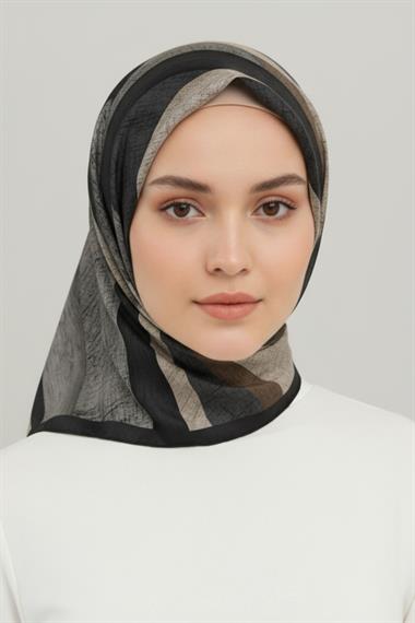 KARACA SOYUT DESEN RAYON EŞARP -  SİYAH 