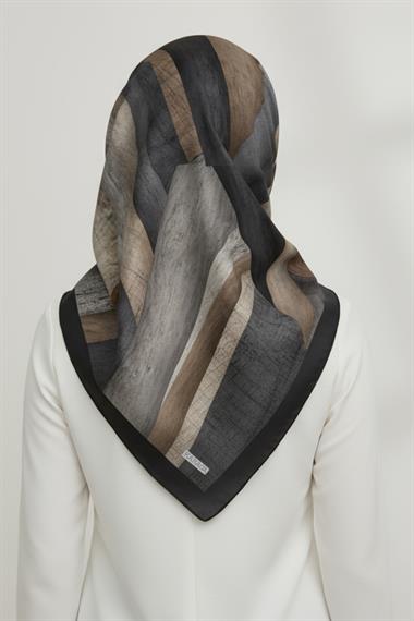KARACA SOYUT DESEN RAYON EŞARP -  SİYAH 