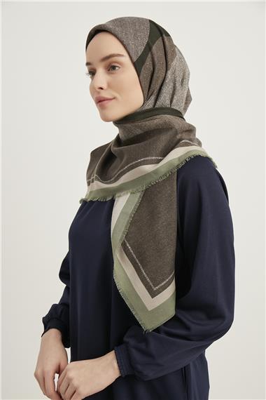 Karaca Yün Eşarp -  AÇIK YEŞİL/GRİ