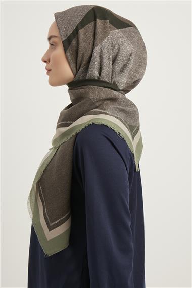 Karaca Yün Eşarp -  AÇIK YEŞİL/GRİ