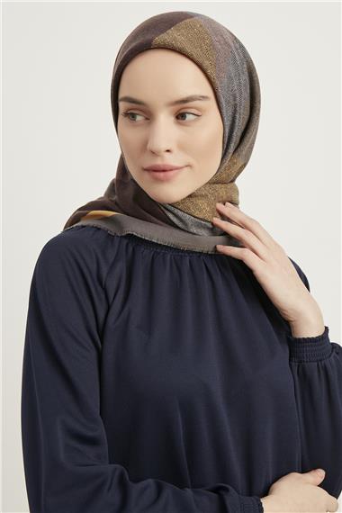Karaca Yün Eşarp -  GRİ/GOLD
