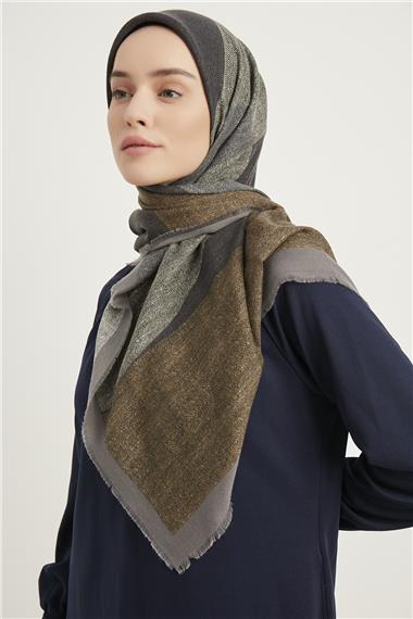 Karaca Yün Eşarp -  GRİ/GOLD
