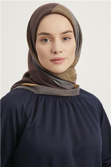 Karaca Yün Eşarp -  GRİ/GOLD