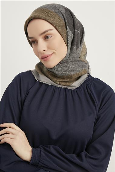 Karaca Yün Eşarp -  GRİ/KAHVE