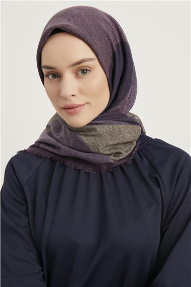 Karaca Yün Eşarp -  KOYU LİLA