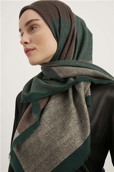 Karaca Yün Eşarp -  KOYU YEŞİL