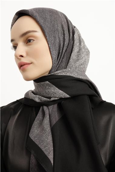 Karaca Yün Eşarp -  SİYAH/BEYAZ