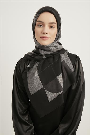 Karaca Yün Eşarp -  SİYAH/BEYAZ