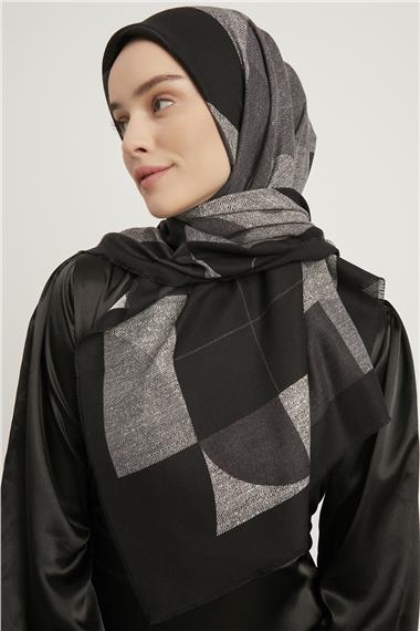 Karaca Yün Eşarp -  SİYAH/BEYAZ