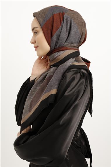 Karaca Yün Eşarp -  SİYAH/BORDO