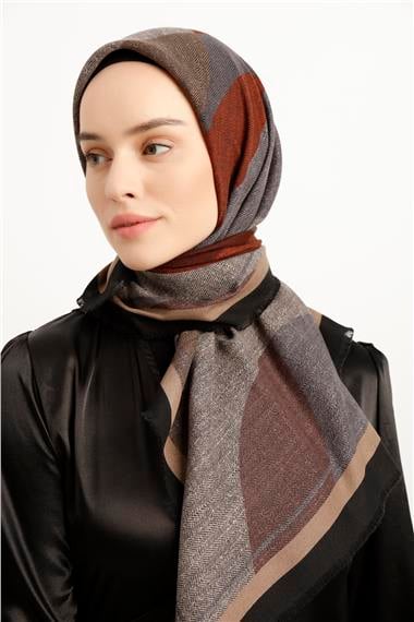 Karaca Yün Eşarp -  SİYAH/BORDO