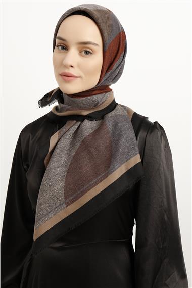 Karaca Yün Eşarp -  SİYAH/BORDO
