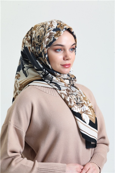 Karaca Yün Eşarp -  SİYAH/GOLD