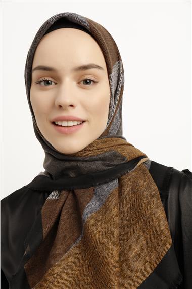 Karaca Yün Eşarp -  SİYAH/GRİ