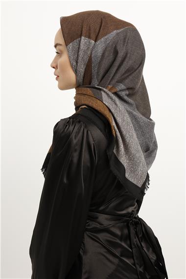Karaca Yün Eşarp -  SİYAH/GRİ