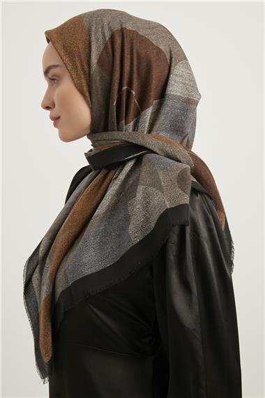 Karaca Yün Eşarp -  SİYAH/KAHVE