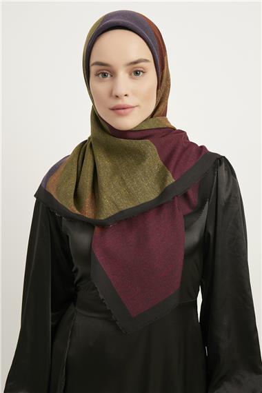 Karaca Yün Eşarp -  SİYAH/LİLA