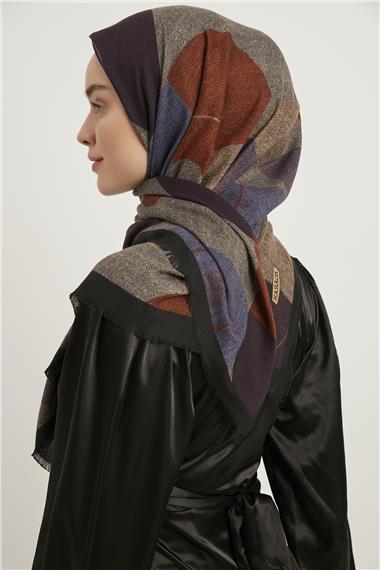 Karaca Yün Eşarp -  SİYAH/LİLA