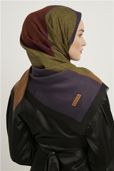 Karaca Yün Eşarp -  SİYAH/LİLA