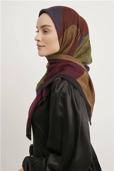 Karaca Yün Eşarp -  SİYAH/LİLA