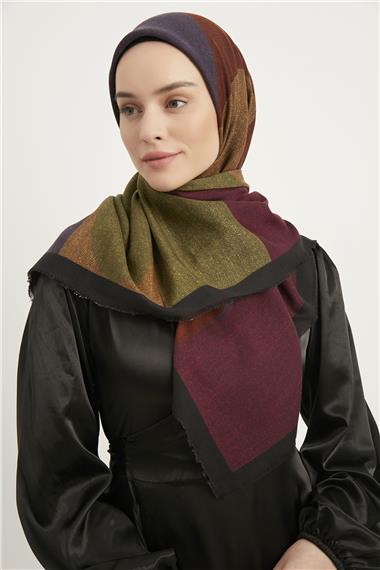 Karaca Yün Eşarp -  SİYAH/LİLA