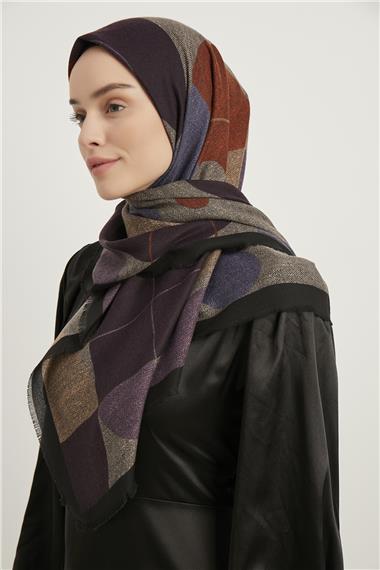 Karaca Yün Eşarp -  SİYAH/LİLA