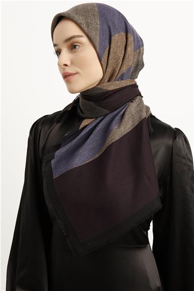 Karaca Yün Eşarp -  SİYAH/LİLA