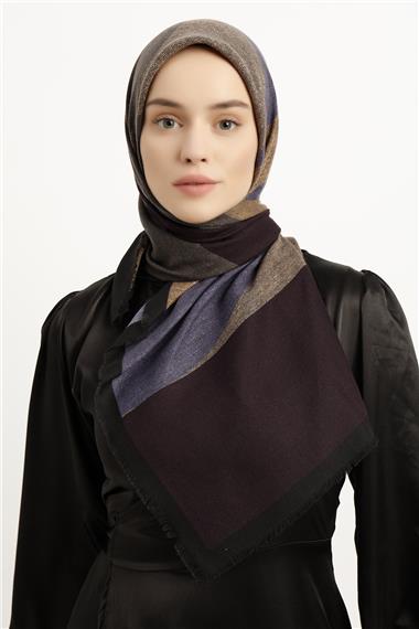 Karaca Yün Eşarp -  SİYAH/LİLA