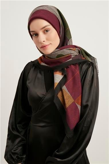 Karaca Yün Eşarp -  SİYAH/MOR