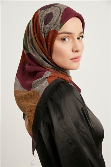 Karaca Yün Eşarp -  SİYAH/MOR