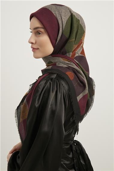 Karaca Yün Eşarp -  SİYAH/MOR