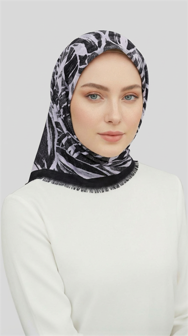 KIŞLIK YÜN EŞARP - SİYAH / BEYAZ