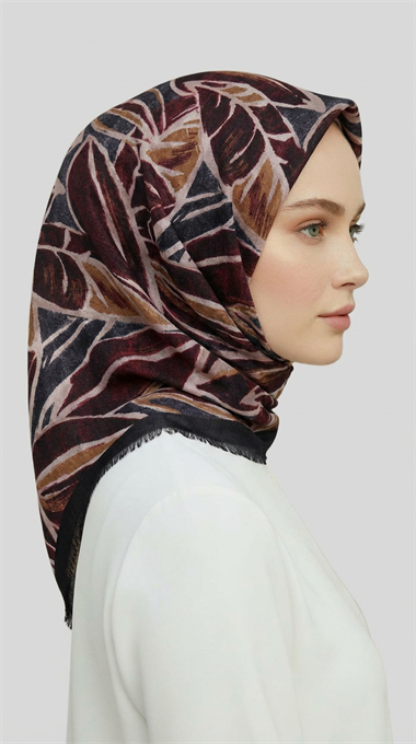 KIŞLIK YÜN EŞARP - SİYAH / BORDO