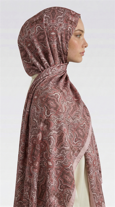 LARA MOTİF DESENLİ COTTON ŞAL - KREM / PUDRA