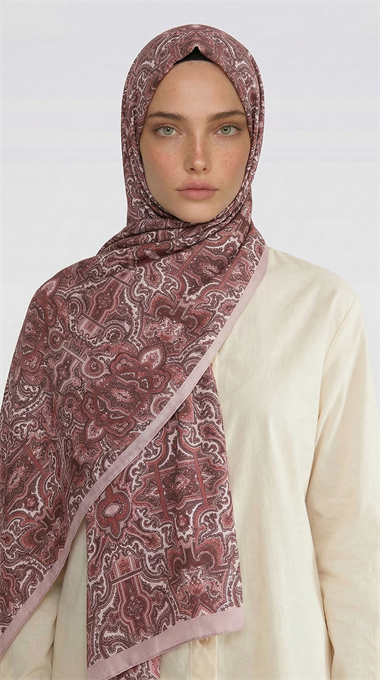 LARA MOTİF DESENLİ COTTON ŞAL - KREM / PUDRA