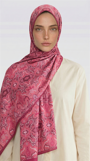 LARA MOTİF DESENLİ COTTON ŞAL - PEMBE / FUŞYA