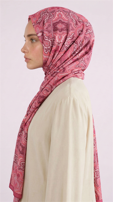 LARA MOTİF DESENLİ COTTON ŞAL - PEMBE / FUŞYA