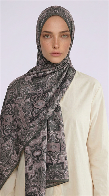 LARA MOTİF DESENLİ COTTON ŞAL - YEŞİL