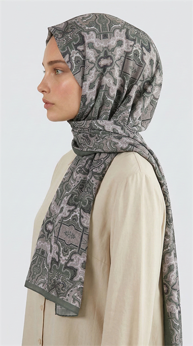 LARA MOTİF DESENLİ COTTON ŞAL - YEŞİL